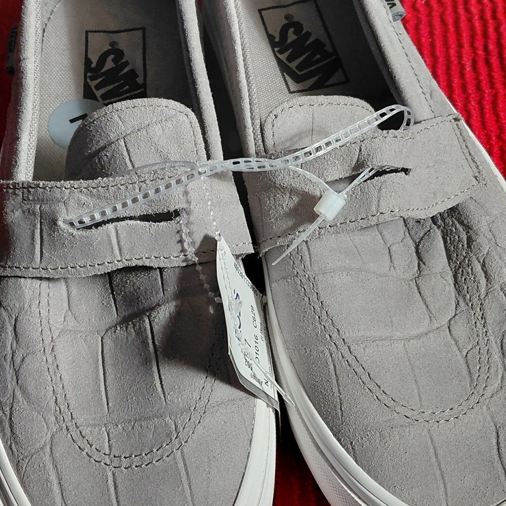 Vans Gray Croc-Textured Men's Slip-Ons